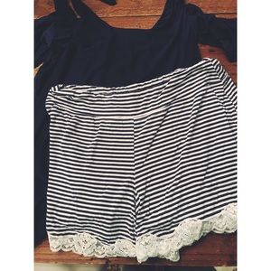 Soma navy pajama set shirt + shorts